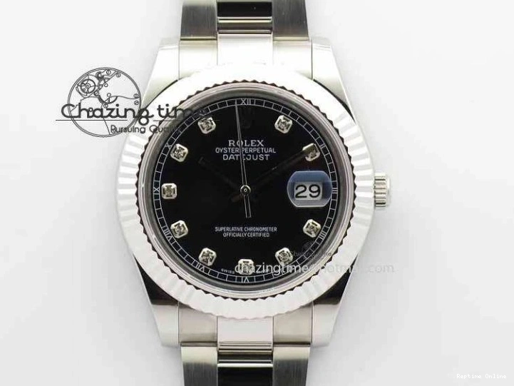 0218 DateJust II 41mm SS BP Maker Best Edition Black Dial Diam On SS Bracelet SA Lightweight 3728